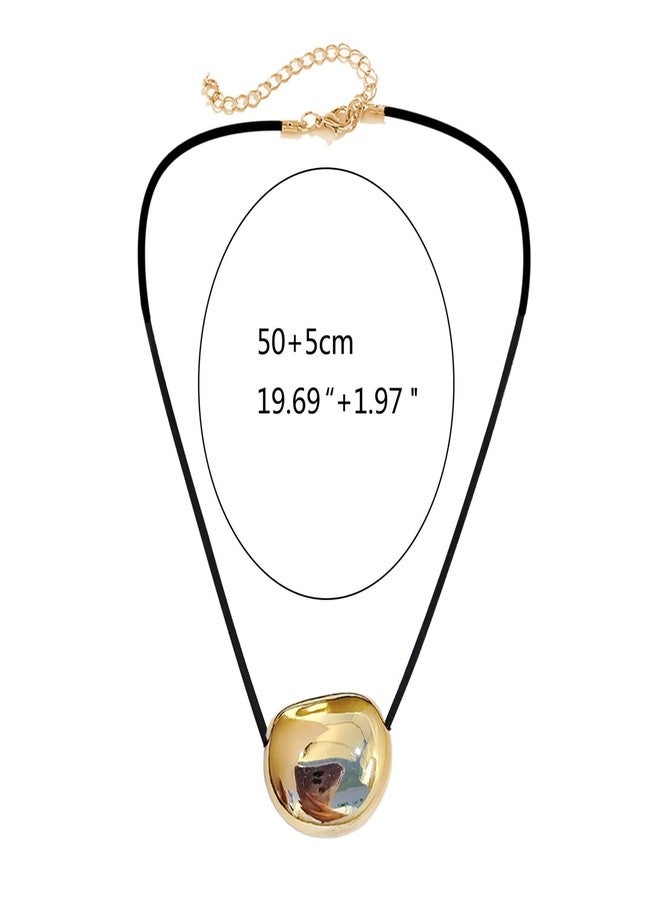 YZYDF Stylish Metal Oval Shaped Neckchain Geometric Pendant Necklace Adjustable PU Leather Cord Clavicle Chain Elegant Jewelry - Image 3